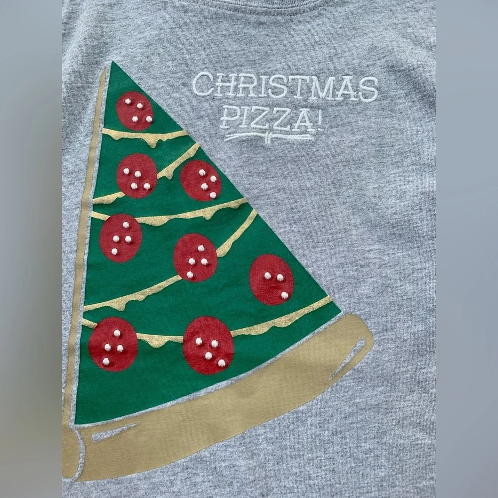 Gymboree Size 7 Christmas Pizza Layered Long Sleeve  Graphic Tee